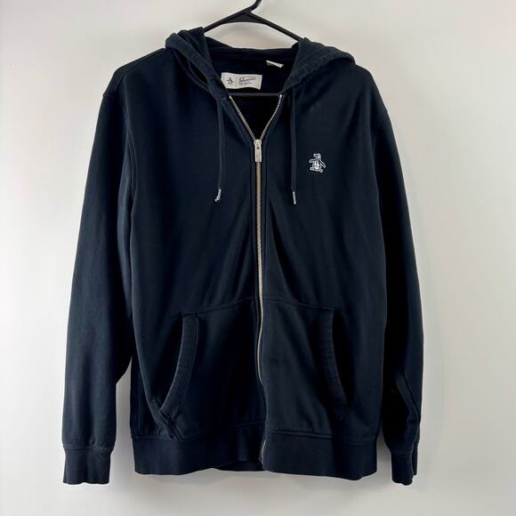 Penguin Men's Zip Up Hoodie Black Medium - Picture 1 of 6